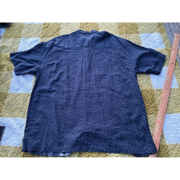 Tommy Bahama Mens XXL Navy Blue Floral Pinstripe Tencel Cotton Camp Shirt - Picture 7 of 7